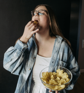 A woman having increased hunger
