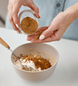 Cinnamon powder added to food